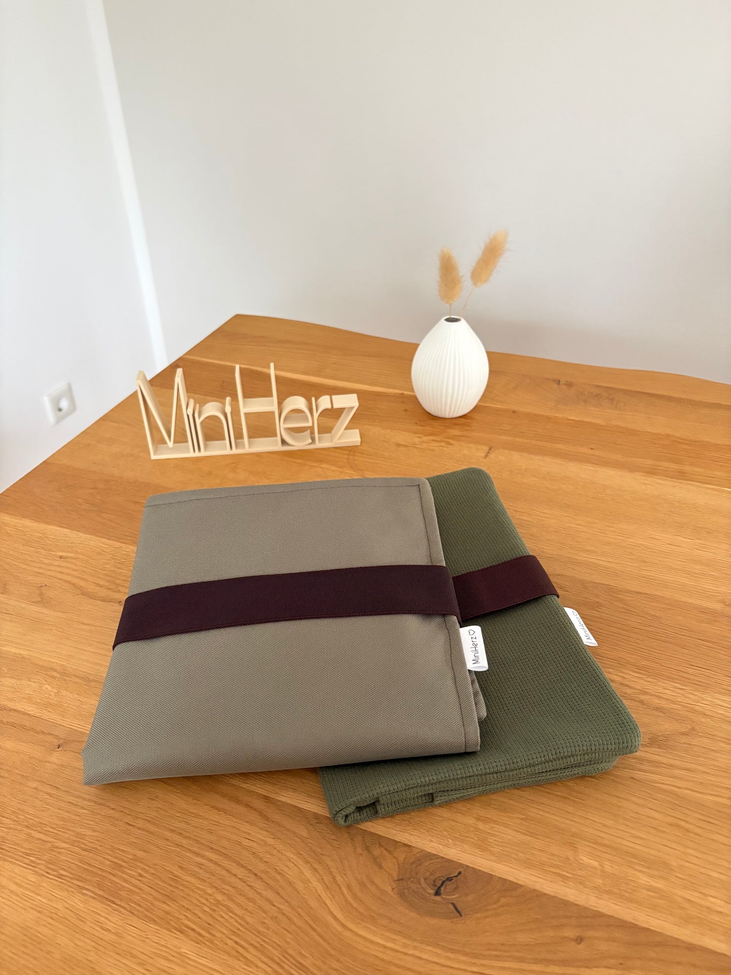 Mit Liebe gepackt - Set Windeltasche & Wickelunterlage Tannengrün | Oliv | Dunkelbraun