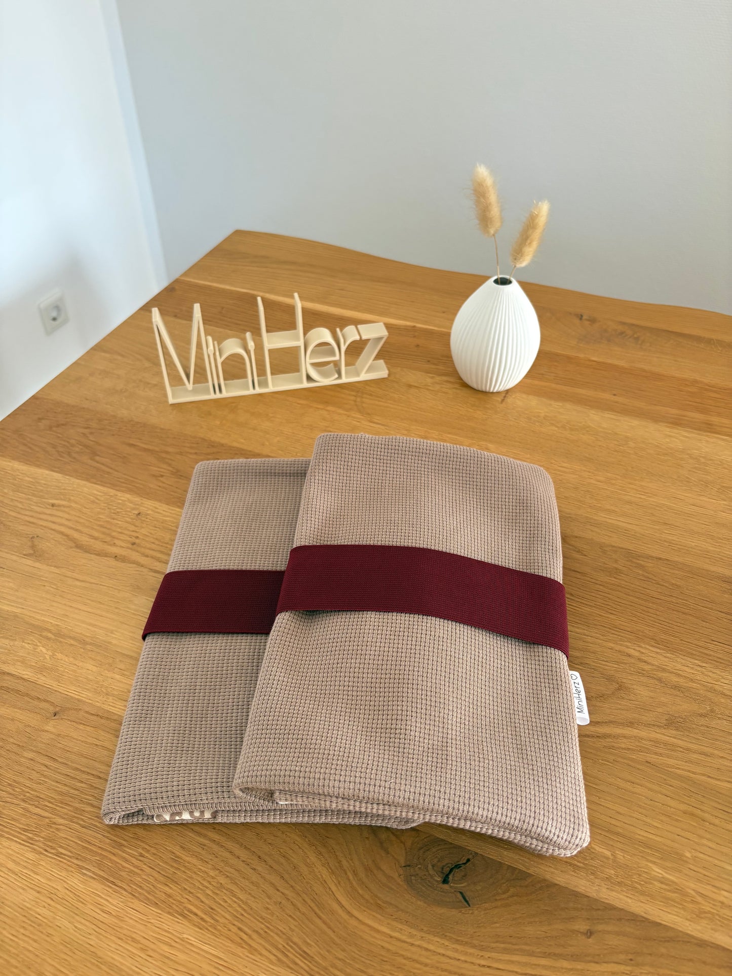Windeltasche Taupe | Herz | Bordeaux