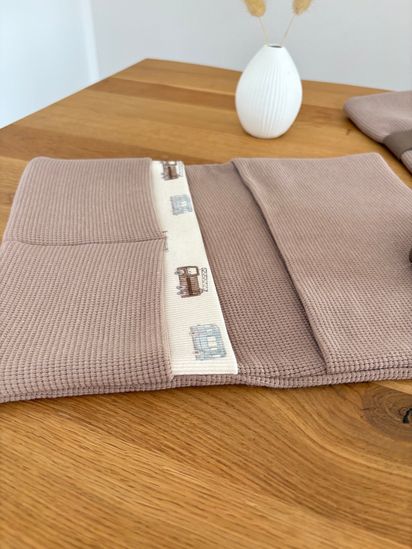 Windeltasche | Taupe | Baufahrzeuge einseitig | Hellbraun