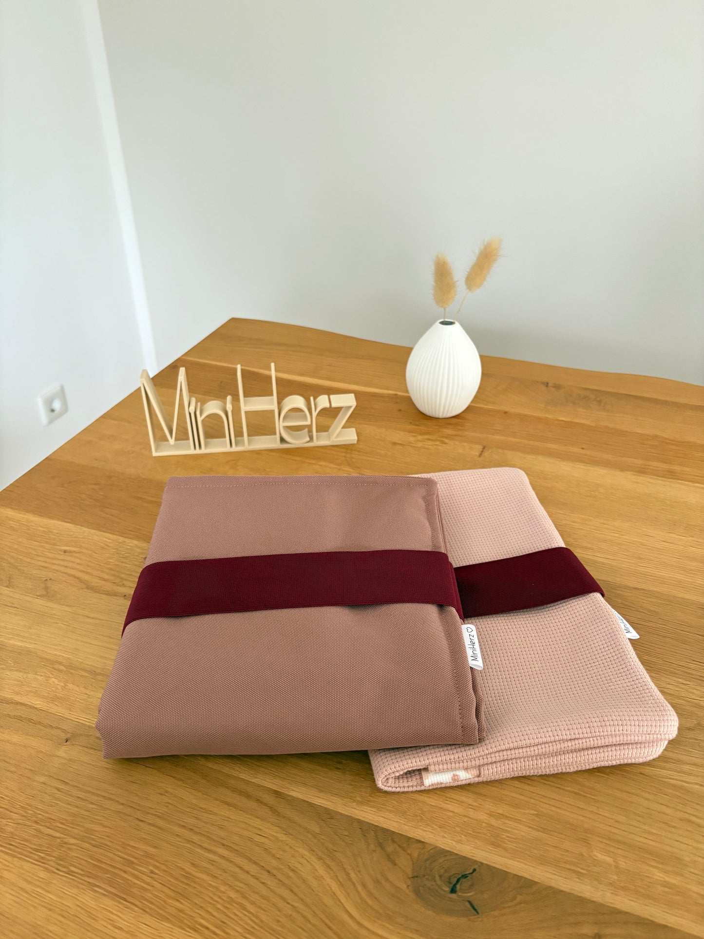 Mit Liebe gepackt -  Set Windeltasche & Wickelunterlage Rosa | Leo Rosa | Bordeaux