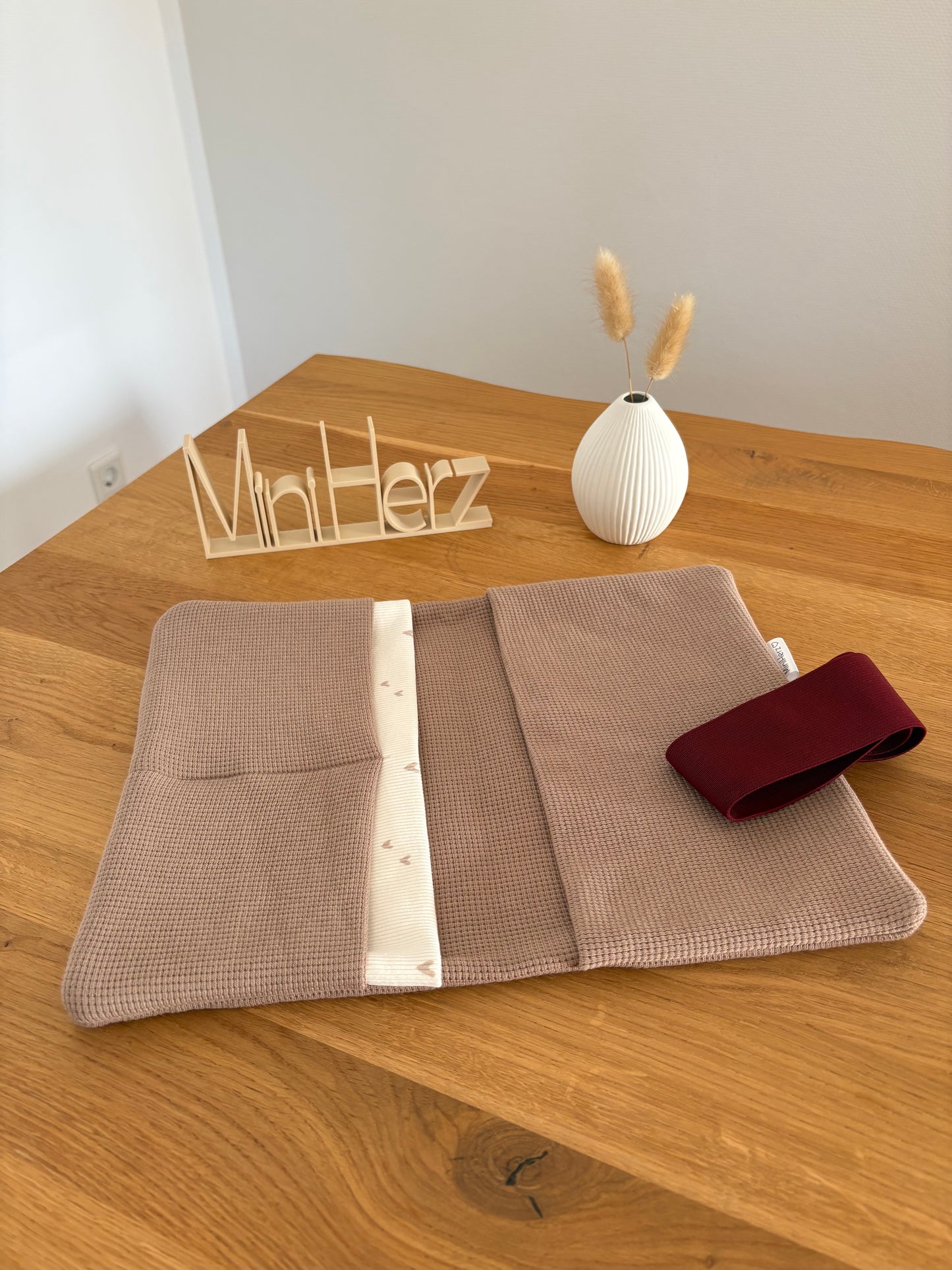 Windeltasche Taupe | Herz | Bordeaux