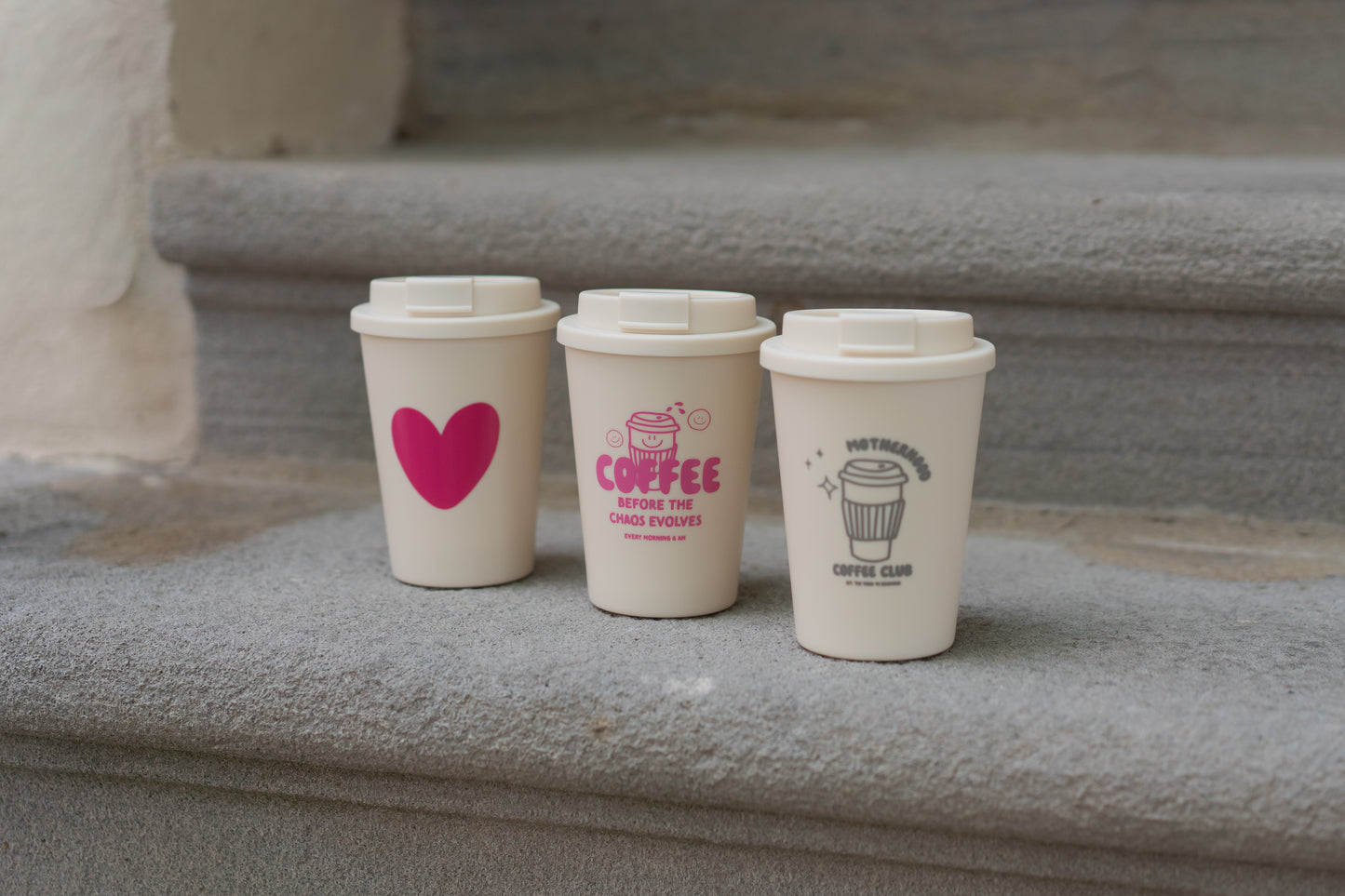 To Go Becher | Liliput | Creme | Herz pink