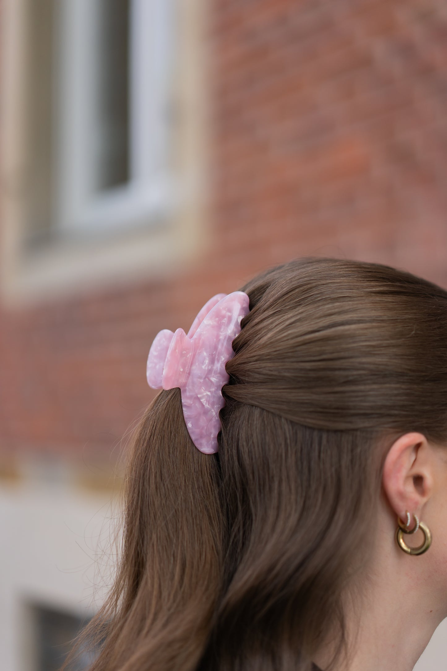 Marmorierte Haarspange in Rosé Groß | Eleganter Halt mit Stil