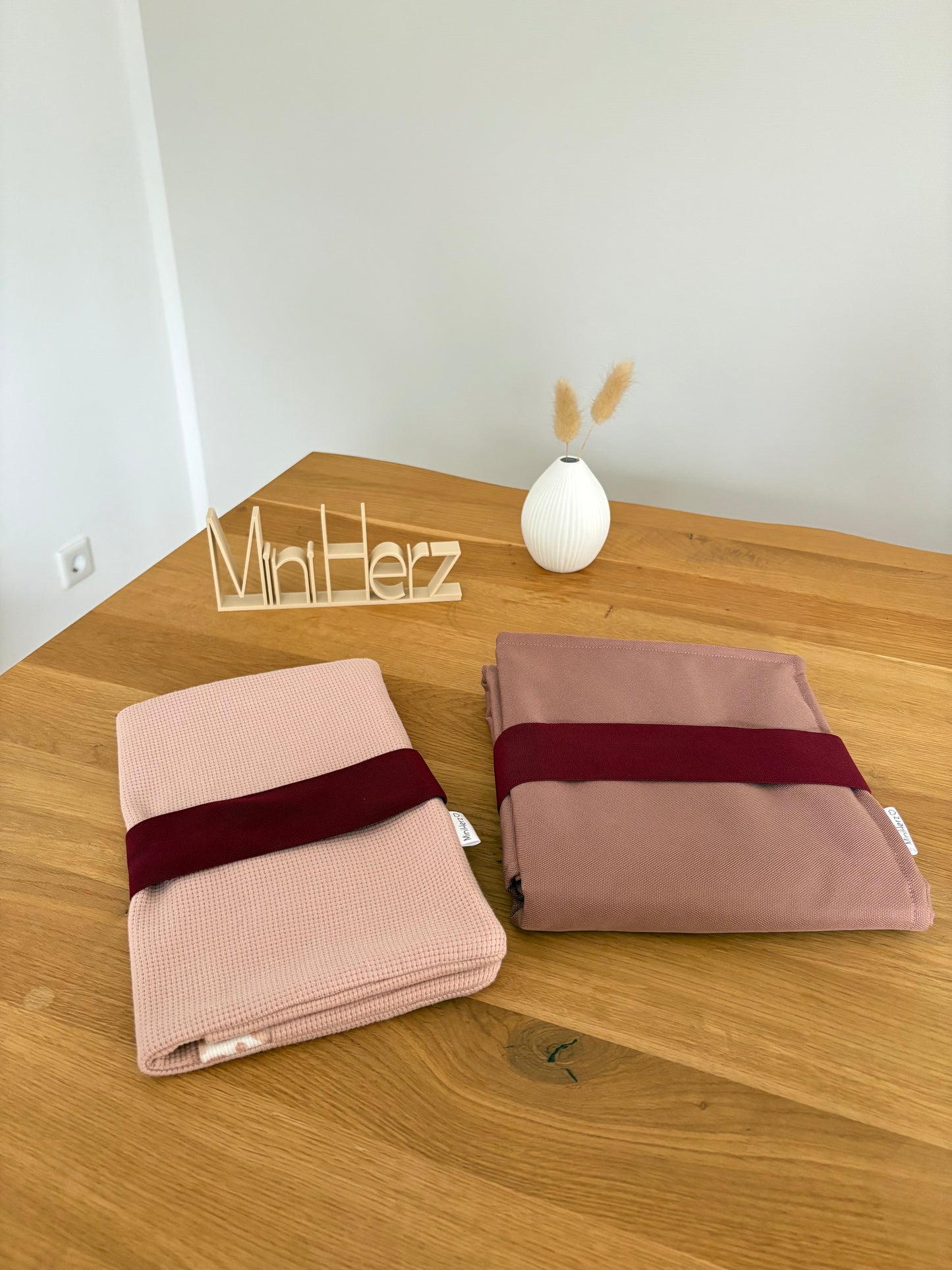 Mit Liebe gepackt -  Set Windeltasche & Wickelunterlage Rosa | Leo Rosa | Bordeaux