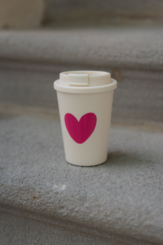 To Go Becher | Liliput | Creme | Herz pink