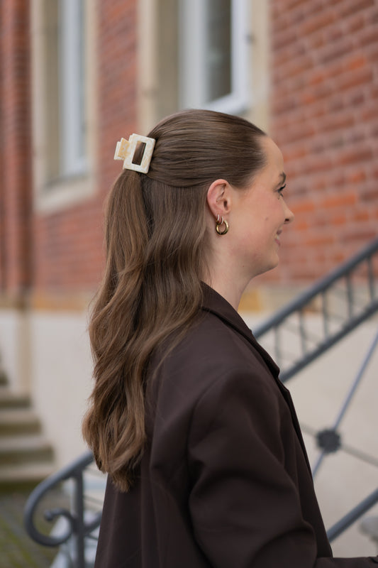 Marmorierte Haarspange in Creme | Eleganter Halt aus Acetat