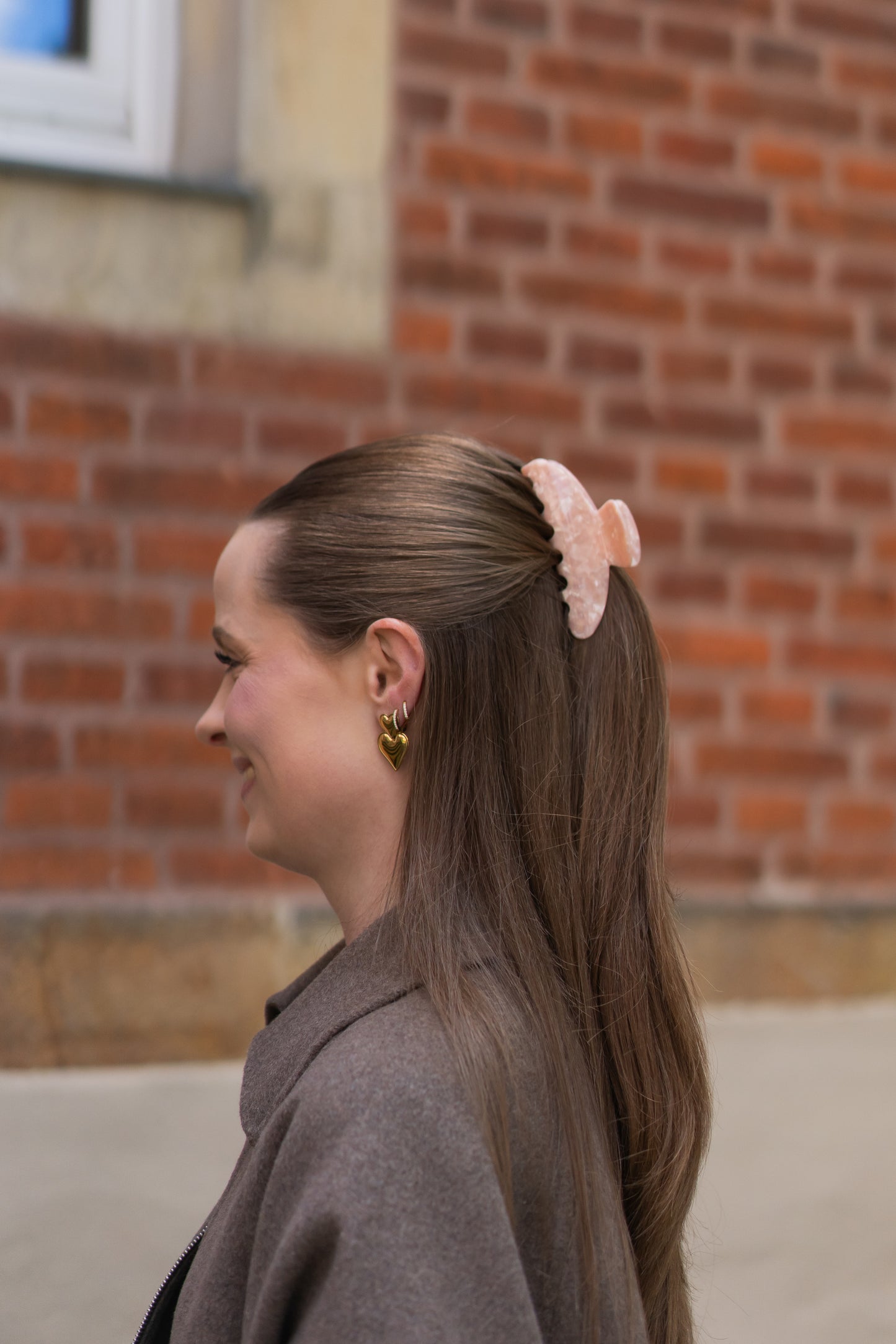 Marmorierte Haarspange in Peach Groß | Eleganter Halt mit Stil