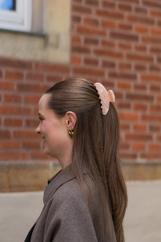 Marmorierte Haarspange in Peach Groß | Eleganter Halt mit Stil