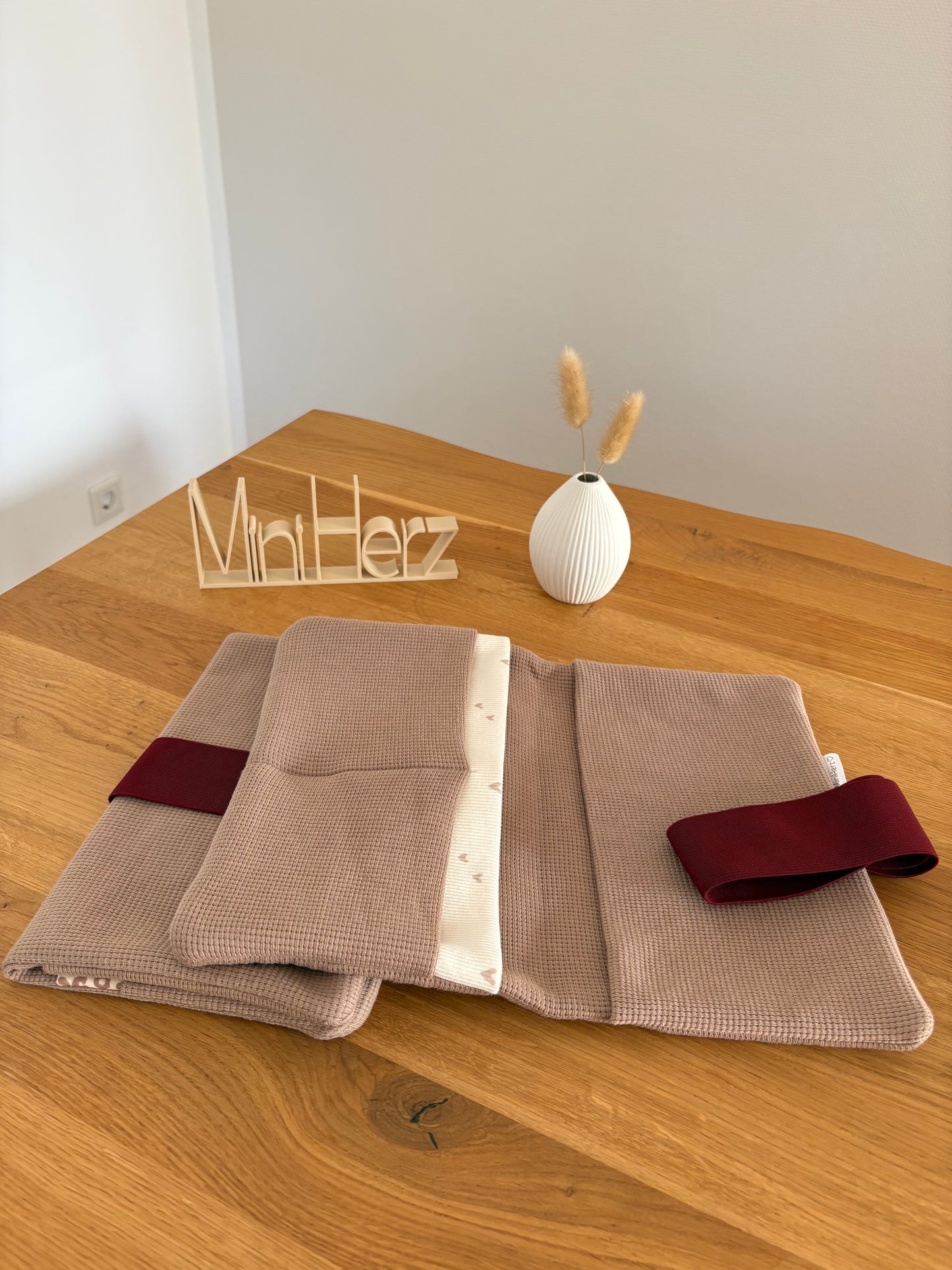 Windeltasche Taupe | Herz | Bordeaux