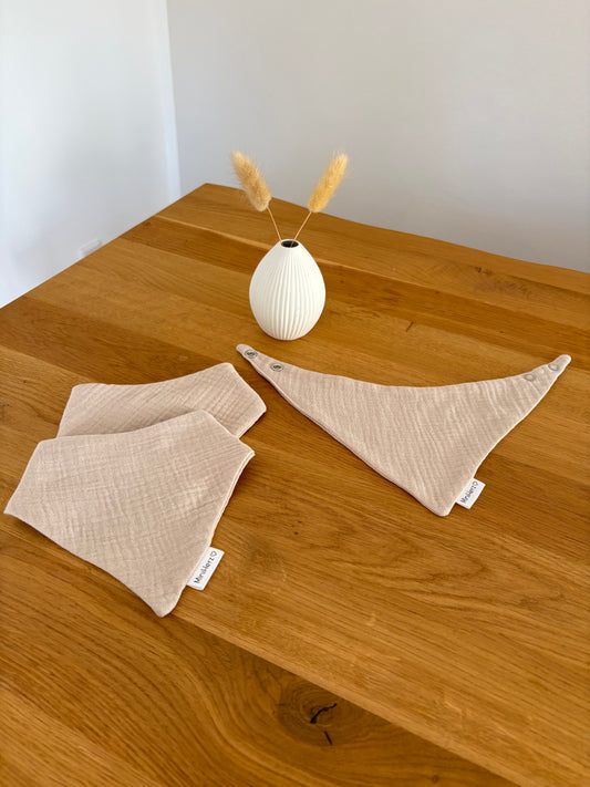 Baby Musselin Halstuch | Lätzchen 0-12 Monate | Druckknopf | Beige