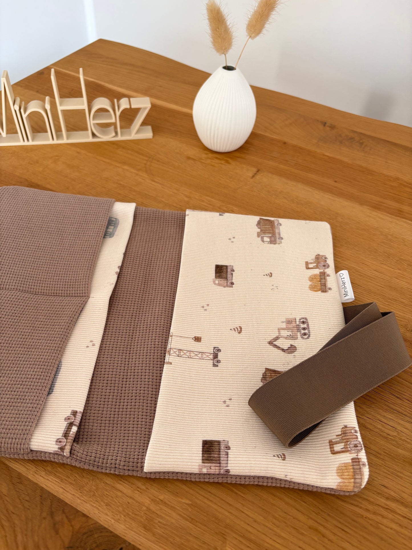 Windeltasche Taupe | Baufahrzeuge | Hellbraun