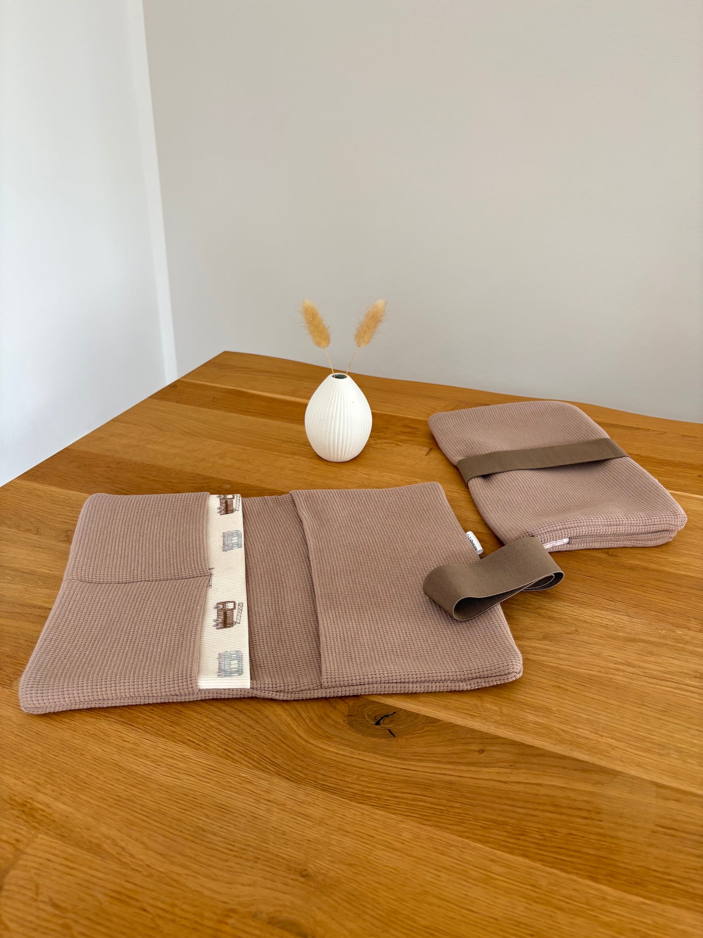 Windeltasche | Taupe | Baufahrzeuge einseitig | Hellbraun